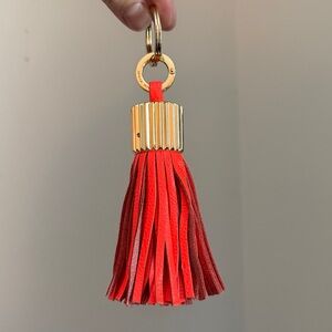 India Hicks Neon Orange Leather Tassel Key Holder